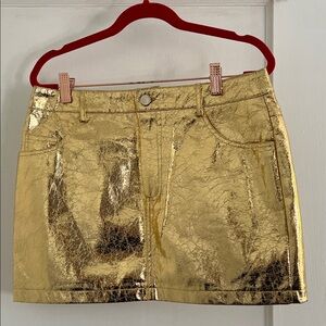 Stellah Metallic Gold Mini Skirt